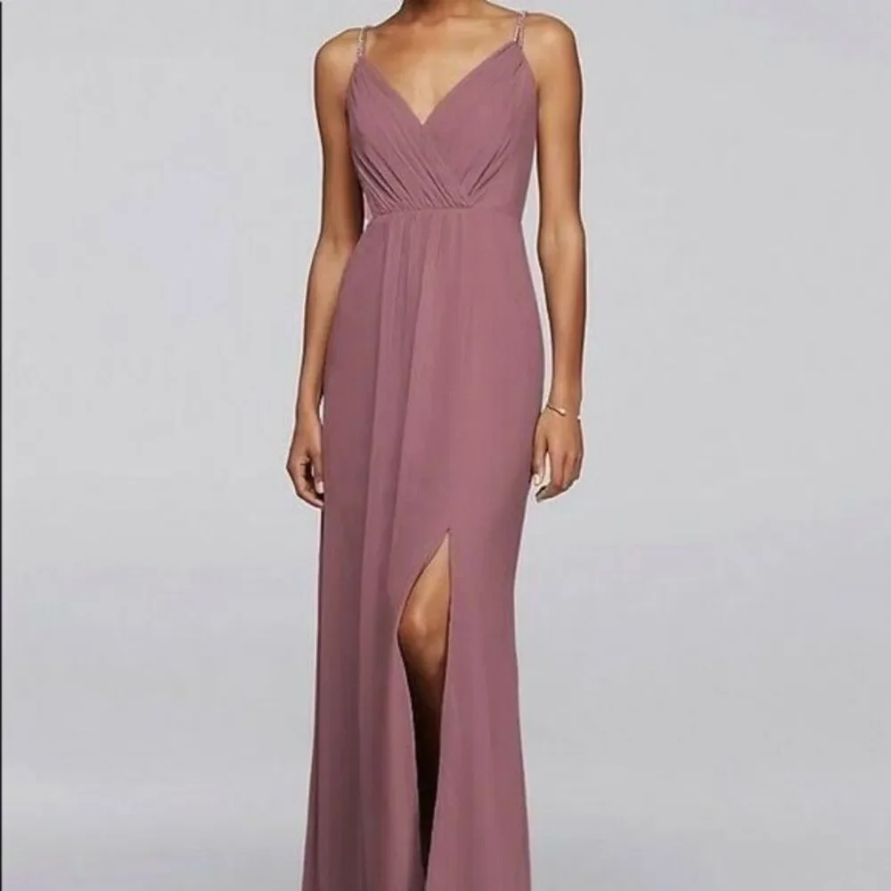 David's Bridal | Dresses | Davids Bridalrhinestone Strap Long Bridesmaid Dress Quartz